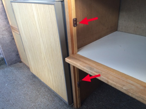 Fridge is secure by screws in each cupboard